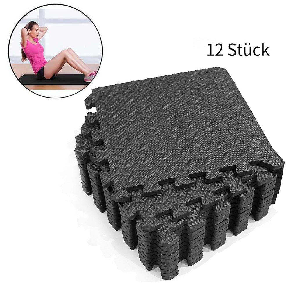 12-Piece Interlocking Foam Gym Floor Mats