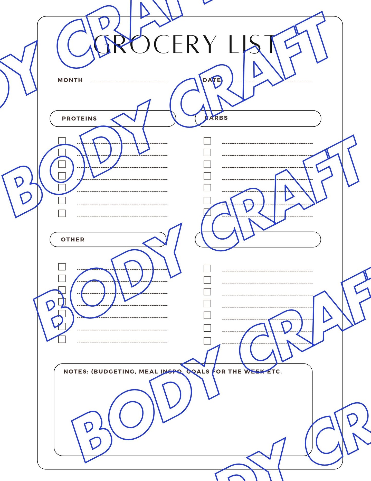 Meal Planner and Grocery List